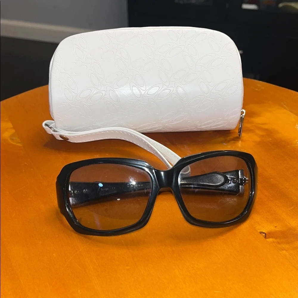 Oakley Script Stylish Black Sunglasses with White Case